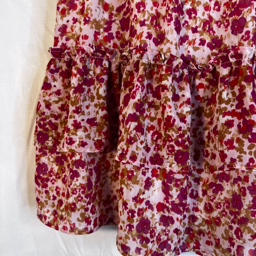 J Crew Factory‎ Pink Floral Print Aline Tiered Ruffle Skirt Lined Size Small - Picture 7 of 8
